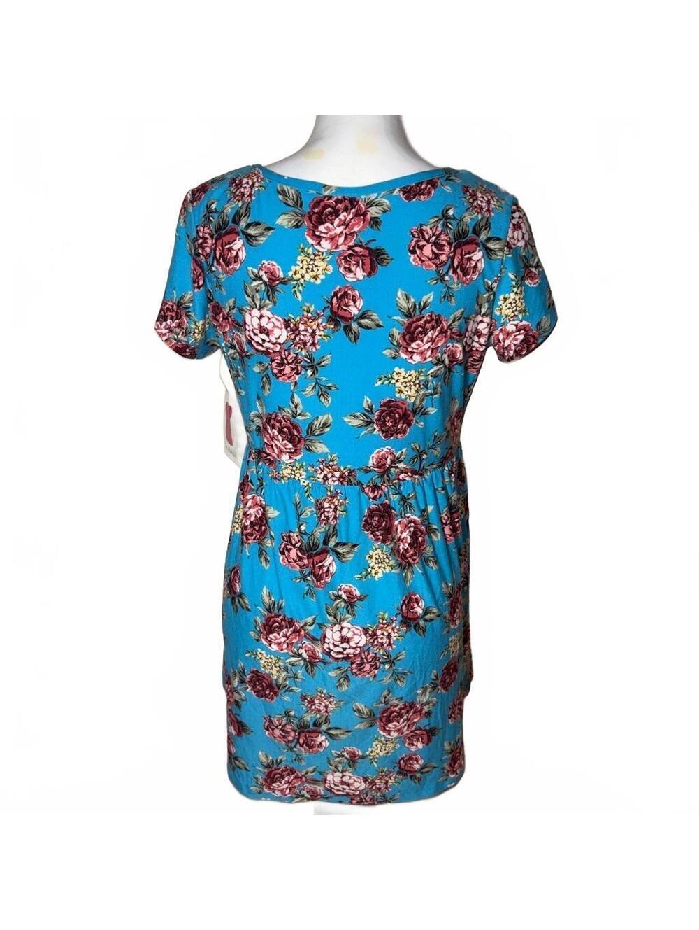 NWT Bobbie Brooks Ladies Blue Floral Short Sleeve Babydoll Dress Size S - Picture 4 of 8
